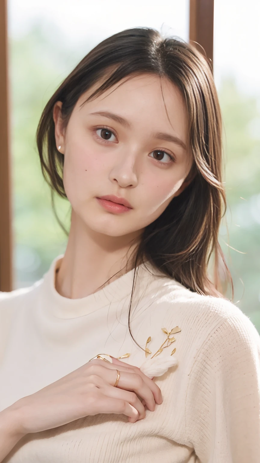 20 year old cute Japan woman, ((Extremely precise and accurate anatomy:1.0)), (Highest quality realistic skin textures:1.6), clean and glowing skin, Thin Skin, mesh, (Enhances the beauty of skin texture:1.2), ((((The texture of each individual hair, long and delicate lashes, Beautifully trimmed eyebrows, Facial pores, Detail of blood vessels in the white of the eye, Thin and visible capillaries in the skin)))), (Realistic as a photo:1.4), (Very realistic:1.4), (Improvement of quality:1.4), Realistic lighting, Backlight, A gentle light that illuminates the face, Ray Tracing, Bright light, (Smoother lighting:1.05), (Improving the quality of cinema lighting:0.9), 32k, fine grain, Detailed face, (Film Grain:1.1), (Natural smile:0), Accentuates body lines, High resolution, Natural look, Kind eyes, Delicate light and shadow, Clear skin, Graceful Pose, Beautiful Eyes, Sharp details, Soft light reflection, Beautiful contours, Delicate skin tone, Natural background, Natural poses in everyday situations, Extremely fine detail, Lora Style