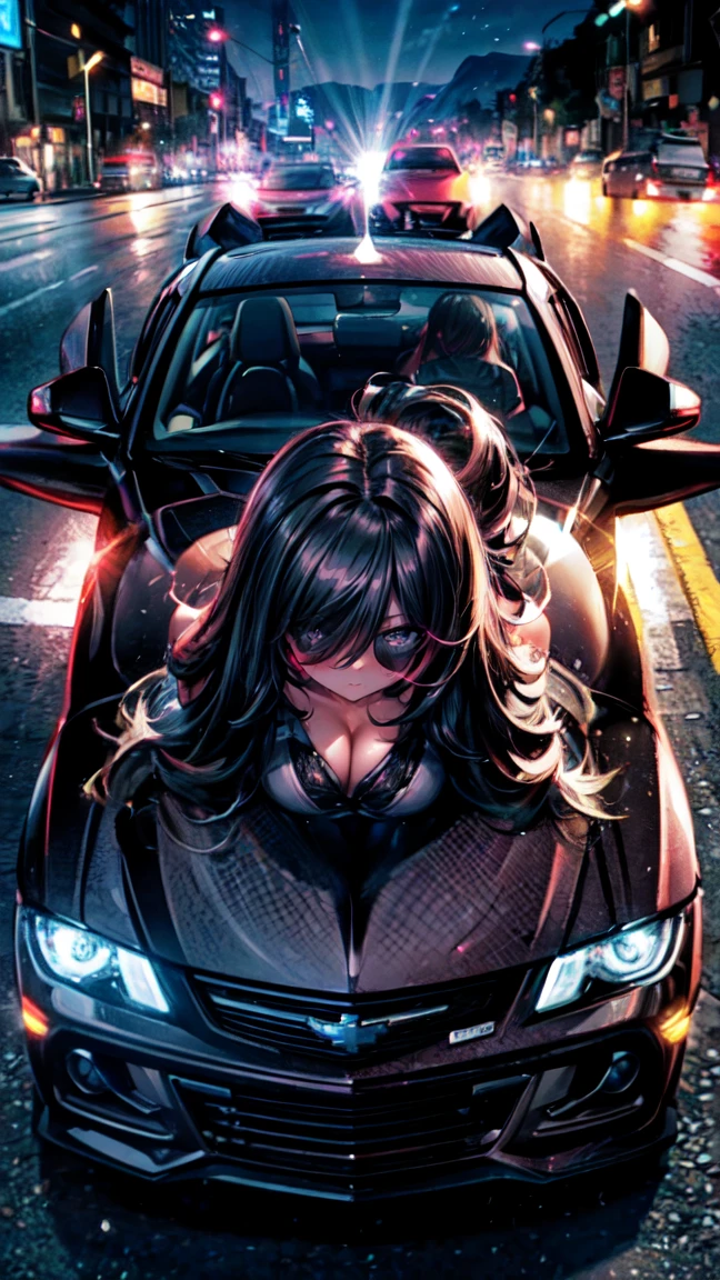 One Woman Car sex Big Butt Feeling face Inside the car at night Girls who love sex Happy face sunglasses Blushing and embarrassed Outdoor Exposure sports car Thong Climb on the hood of a car Camaro