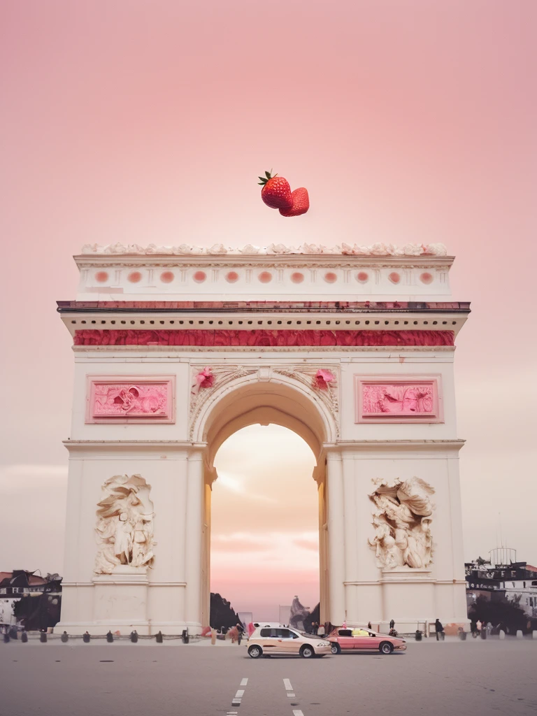made of cream,strawberry,Macaron,Ice cream,Light,soft,romantic