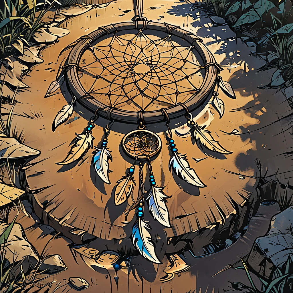 
the dream catcher lies on the ground in the mud,       graphic style of novel comics, 2d,
8k, hyperrealism, masterpiece, high resolution, best quality, ultra-detailed, super realistic, Hyperrealistic art, high-quality, ultra high res, highest detailed, lot of details, Extremely high-resolution details, incredibly lifelike, colourful, soft cinematic light,
