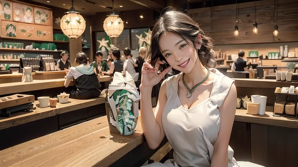 (((((((((((((Woman with Starbucks Coffee)))))))))))))
((((((((In front of a Starbucks store))))))))
(((((A girl in a blazer uniform ((White blouse with formal collar, Red blazer,
Black plaid skirt, Red checkered ribbon on blouse)), Complete limbs, Full Finger))))
(((((Emphasize cleavage))))))
((((((White skin))))))
((((((Heavy makeup))))))
((((((Beautiful Face))))))
(((((((((((Woman walking through a big city)))))))))))、
((((((smile))))))、
((Heart Necklace))
8k、RAW Photos、Highest quality、masterpiece:1.2、Super detailed、Super Resolution、Ultra HD、8k wallpaper、Amazing details、Photorealistic:1.4、Having fun by the water、Full Body Shot、Full body photo、High-resolution RAW color photos、Professional photos、A scene full of emotion、Very detailed and beautiful、Ultra HD、8k wallpaper、Amazing details、Huge file sizes、Highly detailed beautiful girls、Highly detailed face Highly detailed eyes、Extremely realistic skin、 Highly detailed fingers, Highly detailed nose, Highly detailed mouth, Perfect Anatomy, Highly detailed background, Highly detailed clothing, Teen, cute女の子, Famous Japanese Idols, cute, Realistic body, Slender, White skin, Glowing Skin, Slim body, Realistic Face, Delicate eyes, double eyelid,(Small hands)