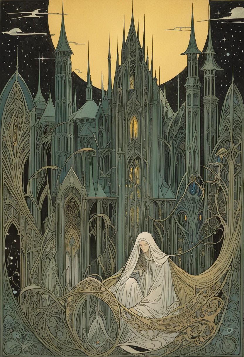 Ringwraiths in a Sleeping Town,Dorothy Lassrop (Dorothy Lathrop) absorb,Aaron Horkey's painting depicts,神秘风景absorb影,Luminous oil painting style,IncRedible futuristic images appear on the Miracle Stone, There is a lot of suspense, Dark, atmosphere, Dark "Imagine a vast desolate space,The spectral landscape unfolds from the surrounding haze, It's as if the fabric of reality has lost its color and vibrancy. Crystalline Monolith, No visible pulse or energy, Rising from the barren land like a forgotten fragment of knowledge, Casting an eerie glow over a featureless environment. Artworks should evoke an unsettling sense of alienation, The line between nothingness and existential despair becomes blurred, Put the audience into a state of numbness and indifference."Red,dark Red color palette