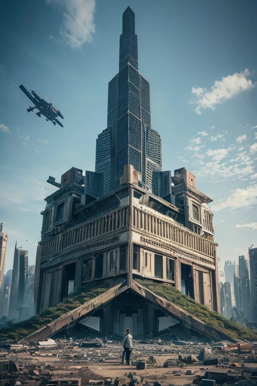 Highest quality、A ruined futuristic city、dim、Surrealism