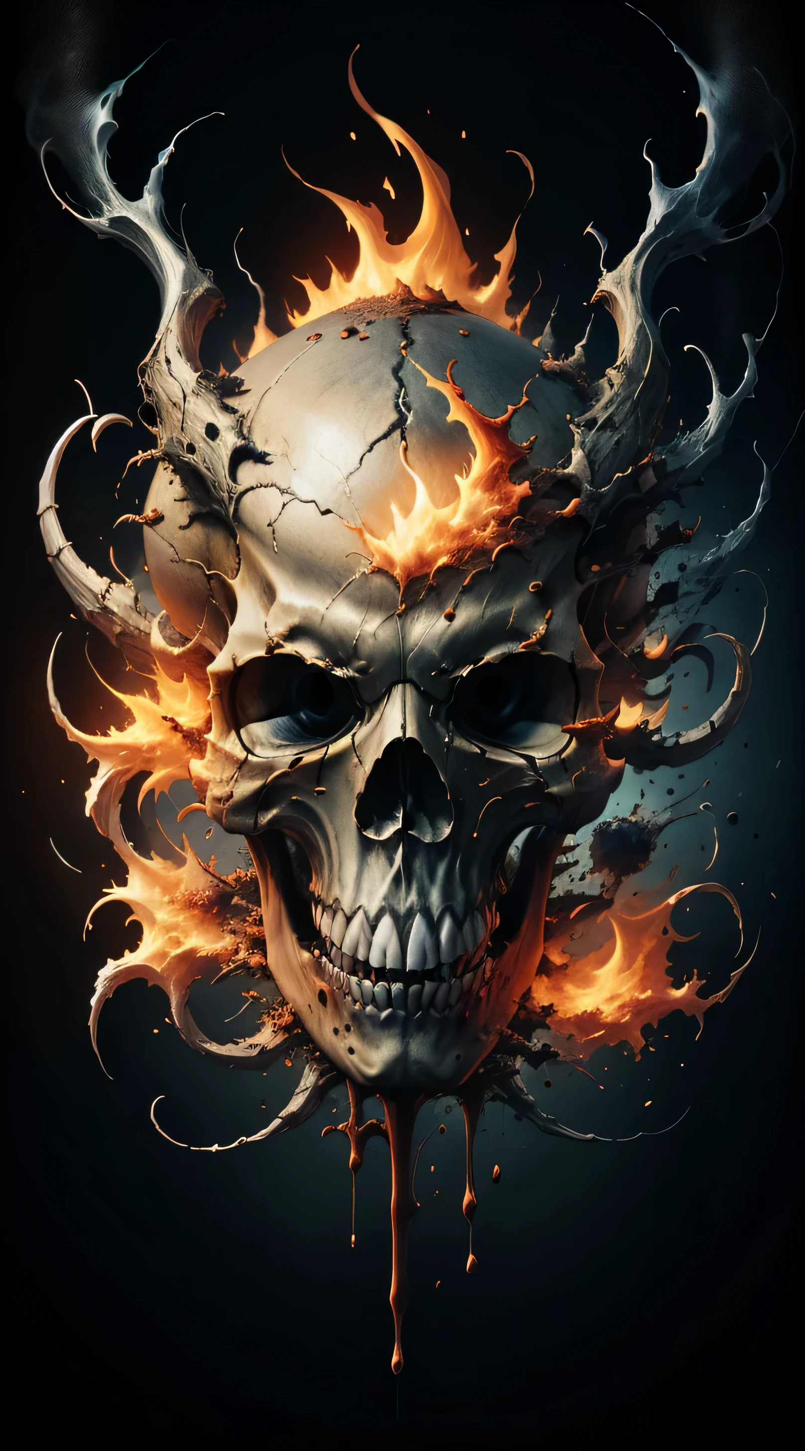 Fierce and terrifying hell skull shirt pattern HD large picture flame terrifying hell skull