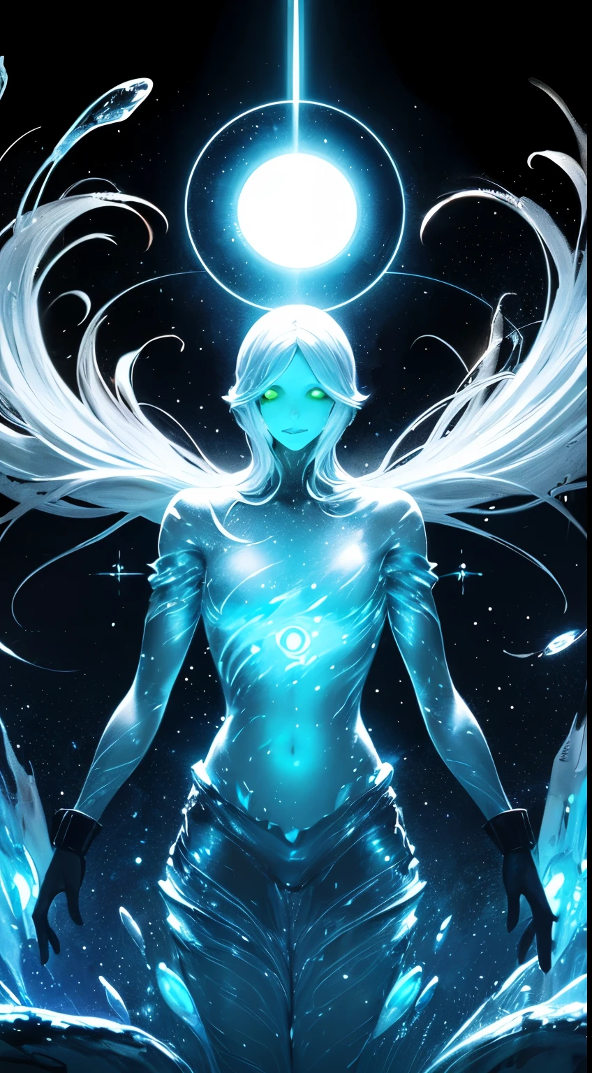 (Giant transparent alien supernatural creature,Cowboy shooting,portrait from knee up,Blank Background,The body is made up of water,Shiny Slime Glow,Ethereal creatures,Seeing through the body,trippy colors:1.55),(All-Seeing Eye,Headless,Tentacles and pupils,planet,Holy Grail Glass,Dystopian Art,Surrealism,Afrofuturism:1.25),on the planet surface,Aerial View,Concept Art,Starry Sky,