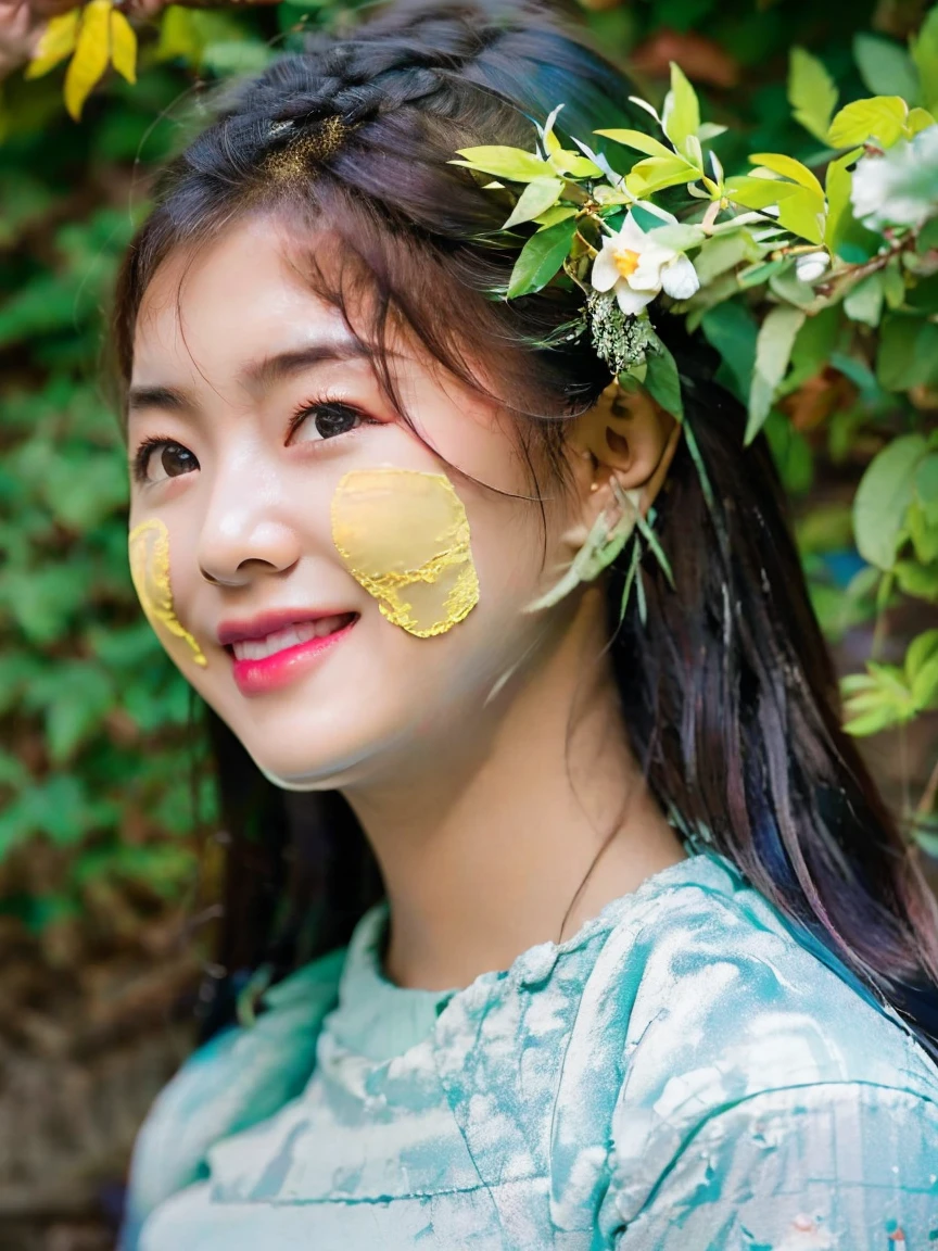 RAW photo, portrait of  gorgeous Burmese woman in the park, smiled, dark eyebrows, autumn vibes, vivid colours, intricate details, vivid colours, exquisite masterpiece, UHD, ultra detailed, award winning photography, captured using DSLR camera