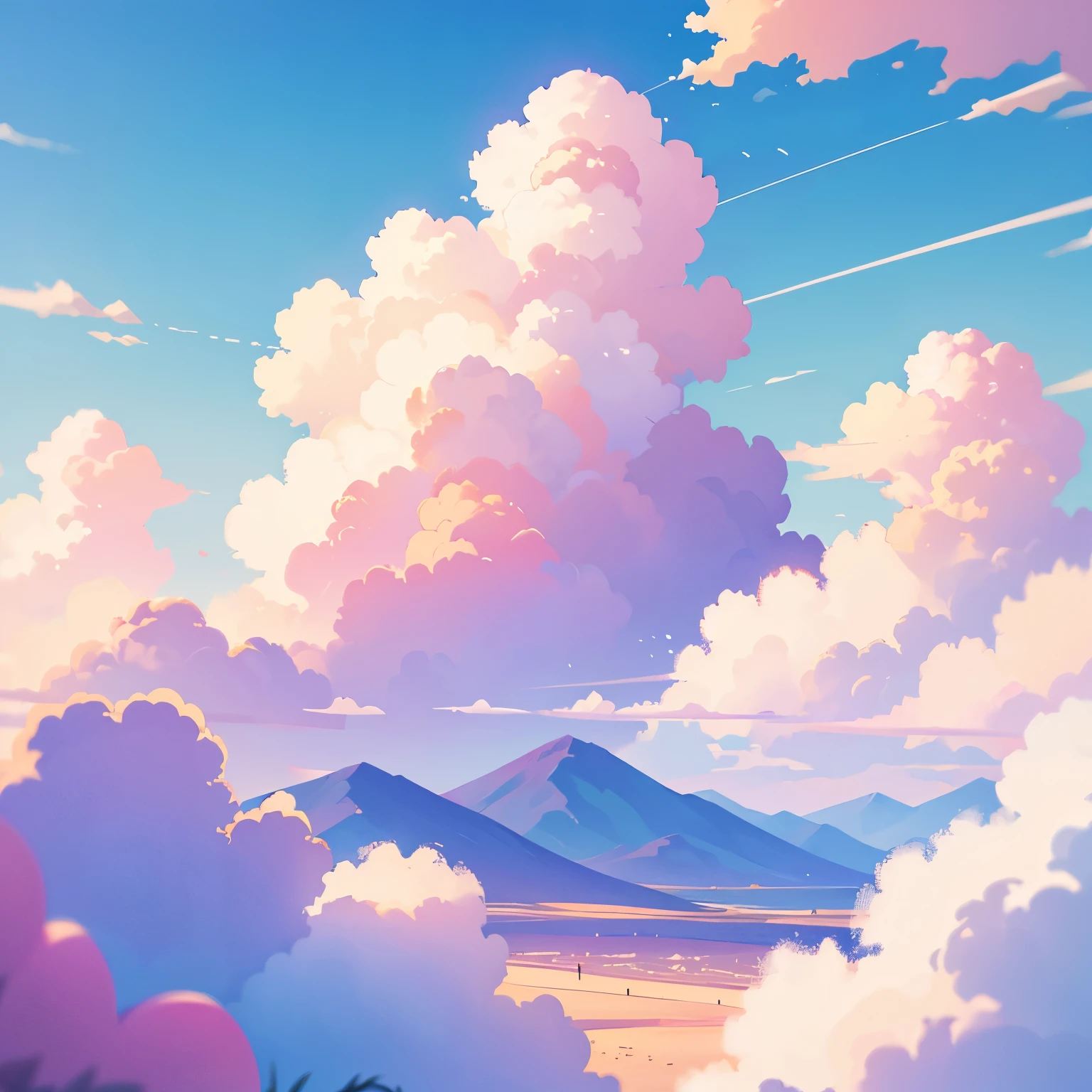 animated background, no people, sight, summer, sky, cloud, blurred background, masterpiece, best quality, hyper detail, --v6