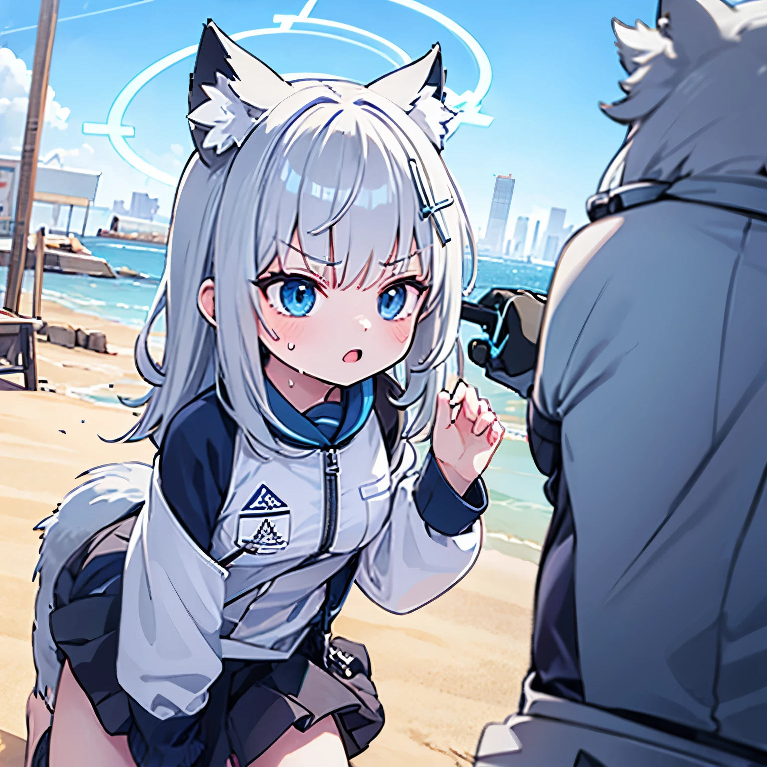 A girl，angry，Sweat dripping，Azure Files_Sand Wolf Shiroko