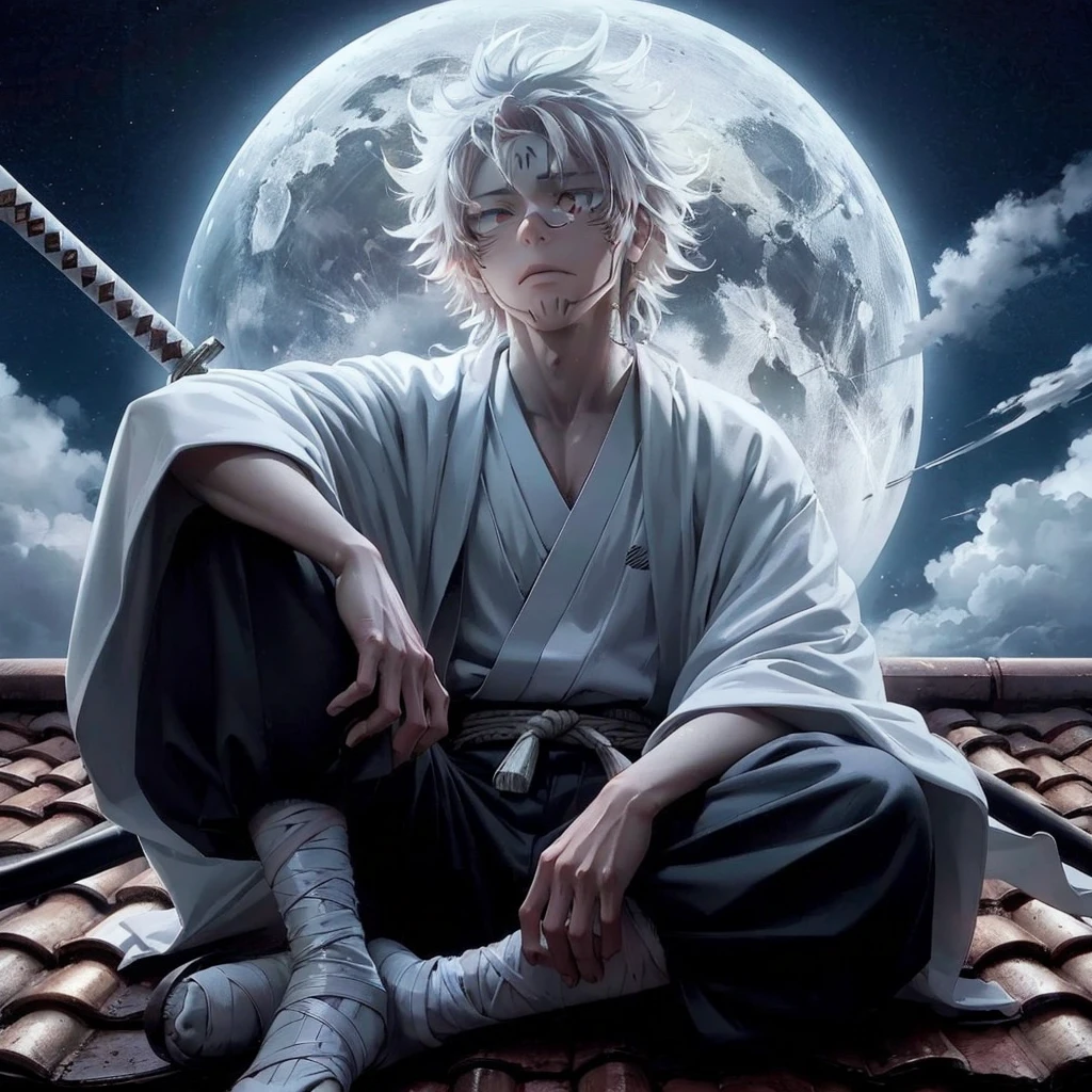 Two man adults, Ryomen Sukuna and Itadori Yuuji, Jujutsu Kaisen, muscules in body,  pink hair, short hair, red eyes, normal eyes,  Kimono, spear,  tempest light and rain,  cinematographic and vivid paisage beautiful 

 