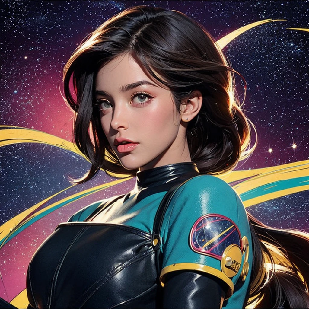 (style of [Cathleen McAllister|Ilya Kuvshinov|Loish|Daniela Uhlig|Ross Tran]:1.5), dynamic pose,  A woman astronaut explores a lush alien planet, surrounded by bioluminescent flora and floating rivers, her suit blending with the environment's vibrant hues.