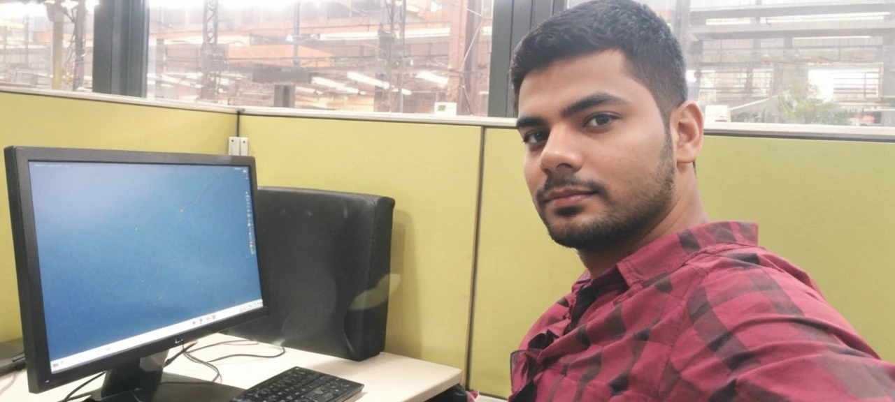 A Electrical Engineer working in office good personality and smartness