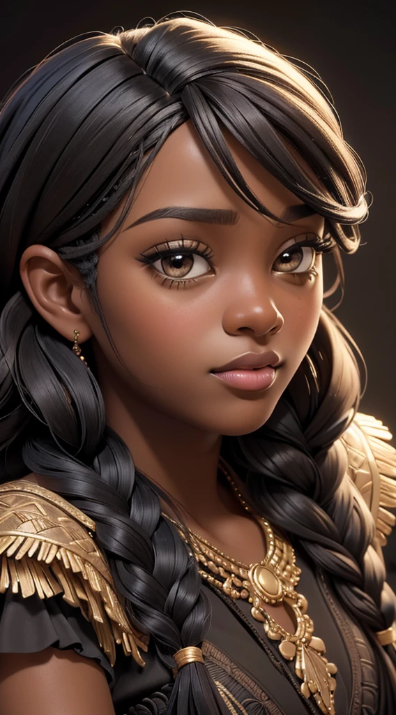 (best quality, masterpiece:1.2), realistic, detailed portrait of 1 black girl,braiding wig close up,realistic oil painting, vibrant colors, soft lighting, intricate brushstrokes, elegant pose, expressive eyes, flowing hair, delicate features.