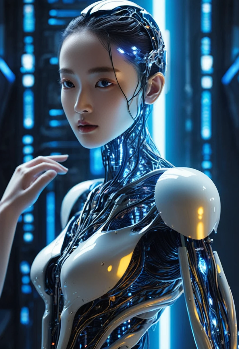 Made by an advanced civilization、With technology that humans cannot even imagine,、Like a humanoid machine、An organic body、It looks both beautiful and terrifying、It shines faintly like veins running.、Artificial Life Forms