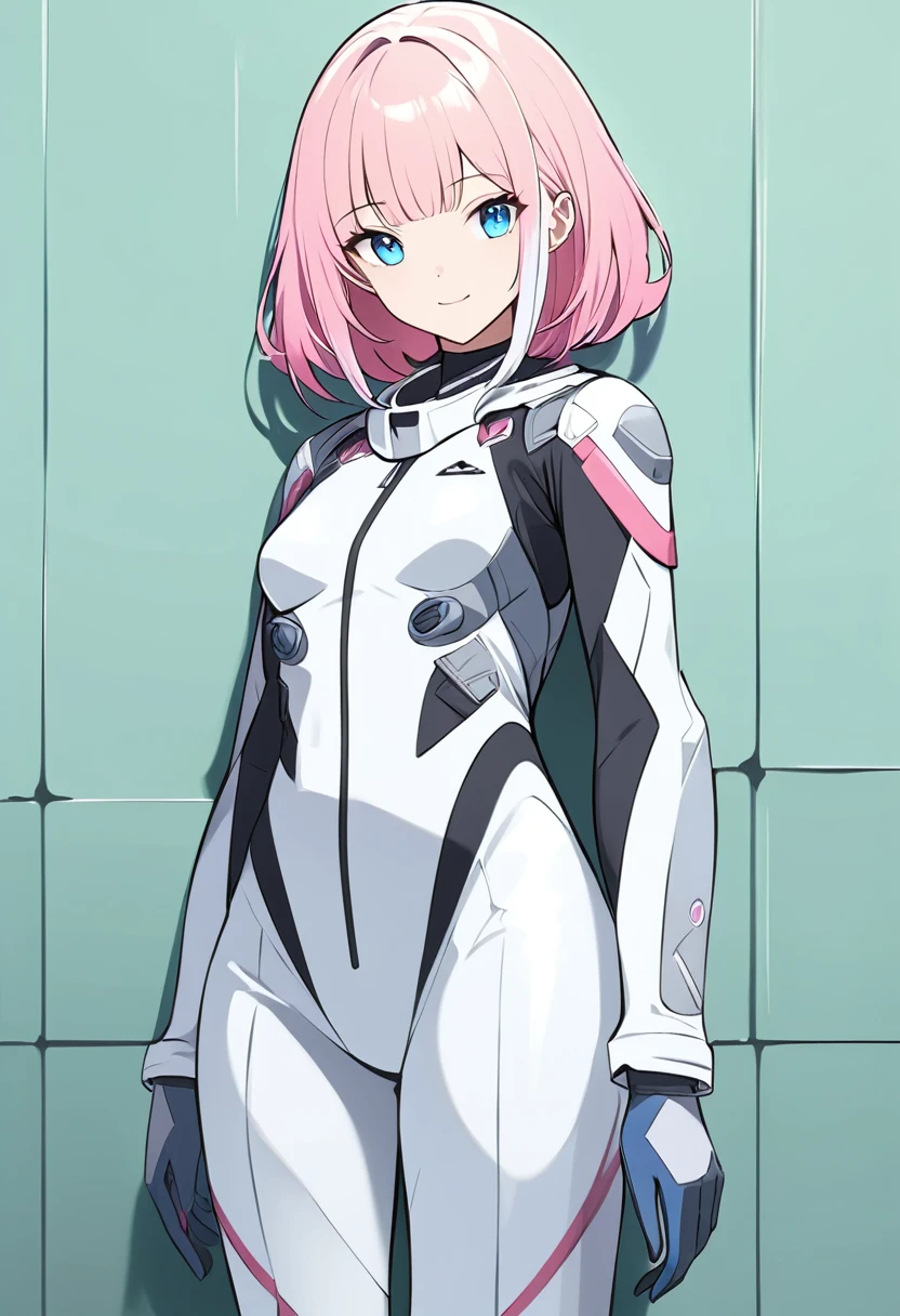 (masterpiece, top quality, very aesthetic, 4k、illustration), intricate detail, 18 years old、1girl,Standing in front of a wall、(cowboy shot)、light smile、(multicolored hair)、animated painting
Cute 、pink hair、,middle hair,sidelock ,,blue eyes、pilot suit、small breasts,Slim 、