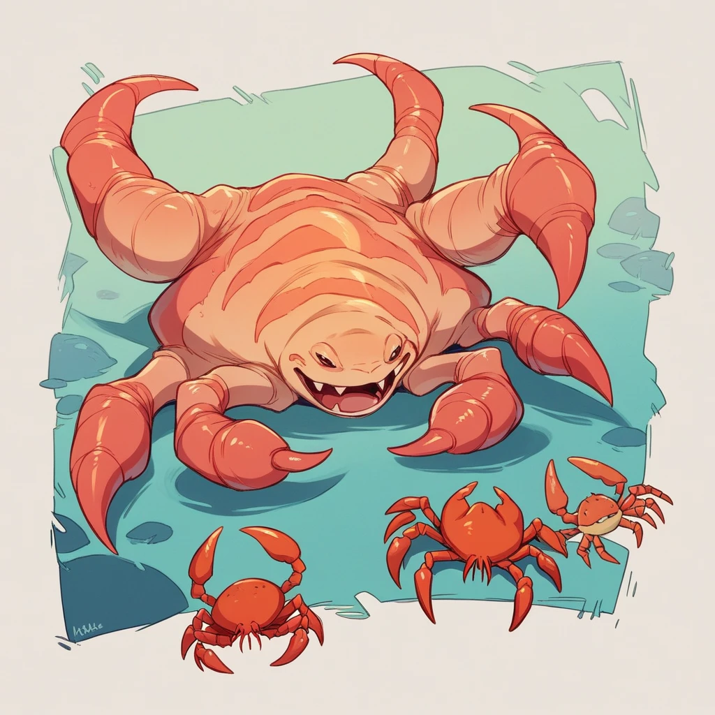 A crab with iridescent blue carapace , dual daggers.