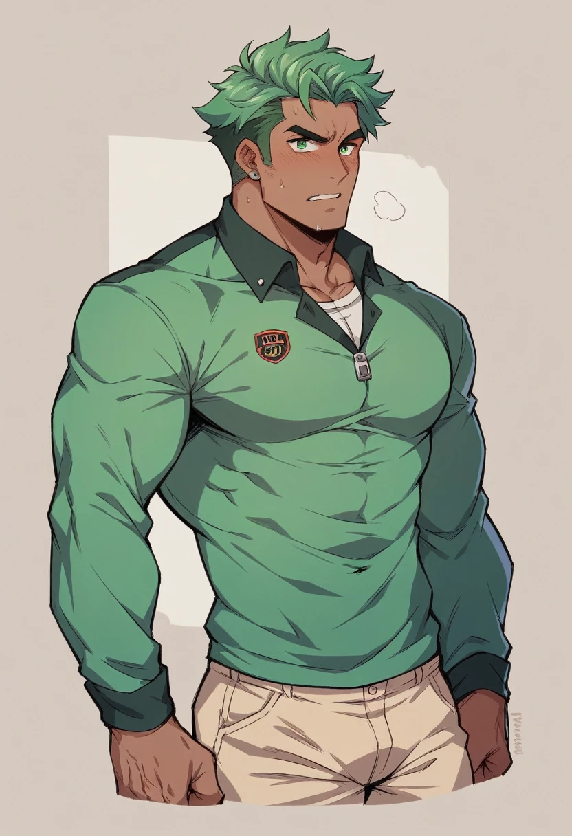((androgynous)), ((boyish)), chubby, (very short hair), (pudgy face), (thick), overweight, beefy, (cute), (little brat), (naughty brat), (belly button), Chubby body, Sweaty body, (Smelly body), (moobs), (ikemen), (Obese man like female breasts), (school uniform), (sexly), (nipples), (Sitting), (naughty smile), (eyelashes), (yaoi)