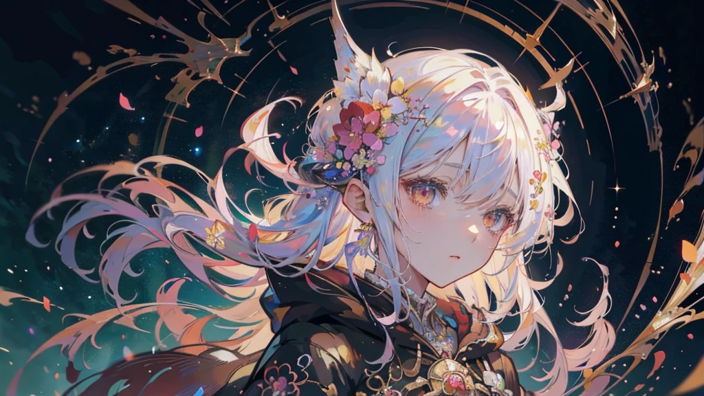Put flowers in your hair、anime girl wearing a cloak, Beautiful anime portraits, Beautiful anime artwork, Digital art on pixiv, Gwaiz, Gwaiz on pixiv artstation, Beautiful anime art, Guviz style artwork, Gwaiz on artstation pixiv, anime art wallpaper 4k, anime art wallpaper 4k