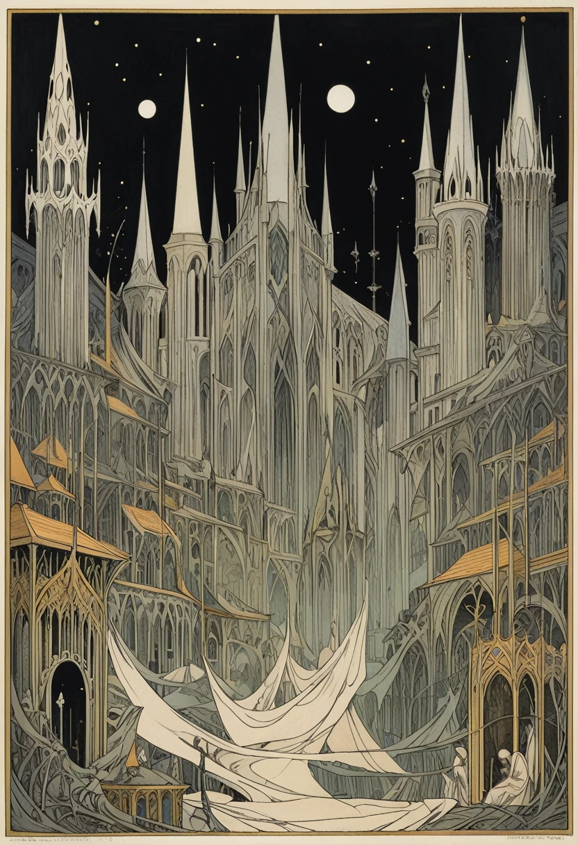 Ringwraiths in a Sleeping Town,Dorothy Lassrop (Dorothy Lathrop) absorb,Aaron Horkey's painting depicts,神秘风景absorb影,Luminous oil painting style,IncRedible futuristic images appear on the Miracle Stone, There is a lot of suspense, Dark, atmosphere, Dark "Imagine a vast desolate space,The spectral landscape unfolds from the surrounding haze, It's as if the fabric of reality has lost its color and vibrancy. Crystalline Monolith, No visible pulse or energy, Rising from the barren land like a forgotten fragment of knowledge, Casting an eerie glow over a featureless environment. Artworks should evoke an unsettling sense of alienation, The line between nothingness and existential despair becomes blurred, Put the audience into a state of numbness and indifference."Red,dark Red color palette