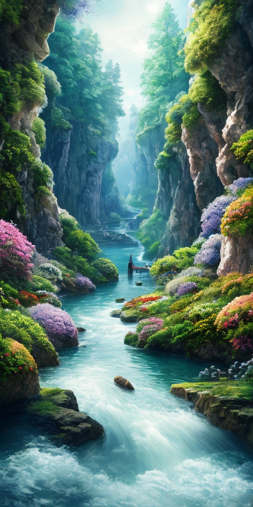 masterpiece, 最high quality, high quality, Very detailed Cg Unity 8K wallpaper, landscape, outside,Fleur, cloud, Tag, no one〜do not have, Mont, landscape, water, wood, Yuki, cascade, Cliff, nature, lake, river, slice,Award-winning photo, Bokeh, Depth of written boundary, High resolution, Floral, Color Difference ,Photorealistic,Very detailed, artステーションのトレンド, Trends of C Consil, Complex, High detail, dramatic, art：Mid Journey