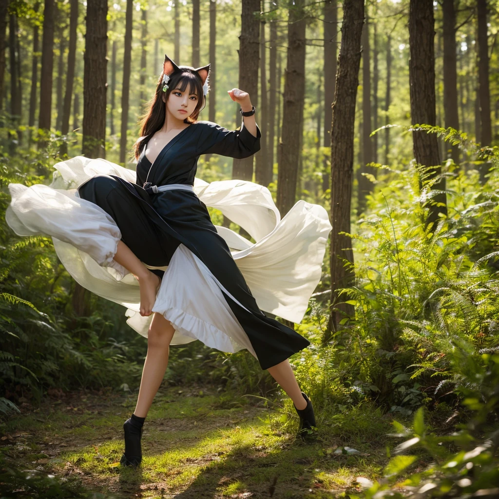 Cat ear beautiful girl Different world forest High exposure Glamour Martial Arts