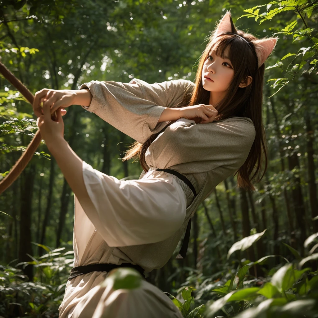 Cat ear beautiful girl Different world forest High exposure Glamour Martial Arts