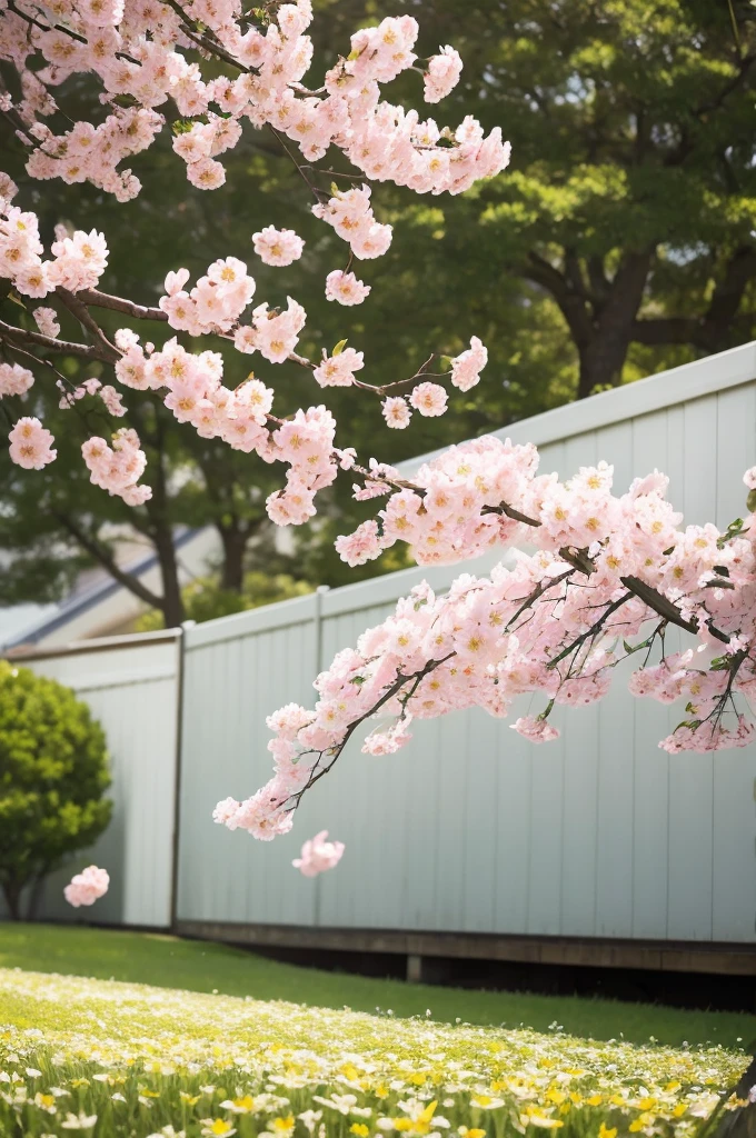 Create flower in spring moving with wind 