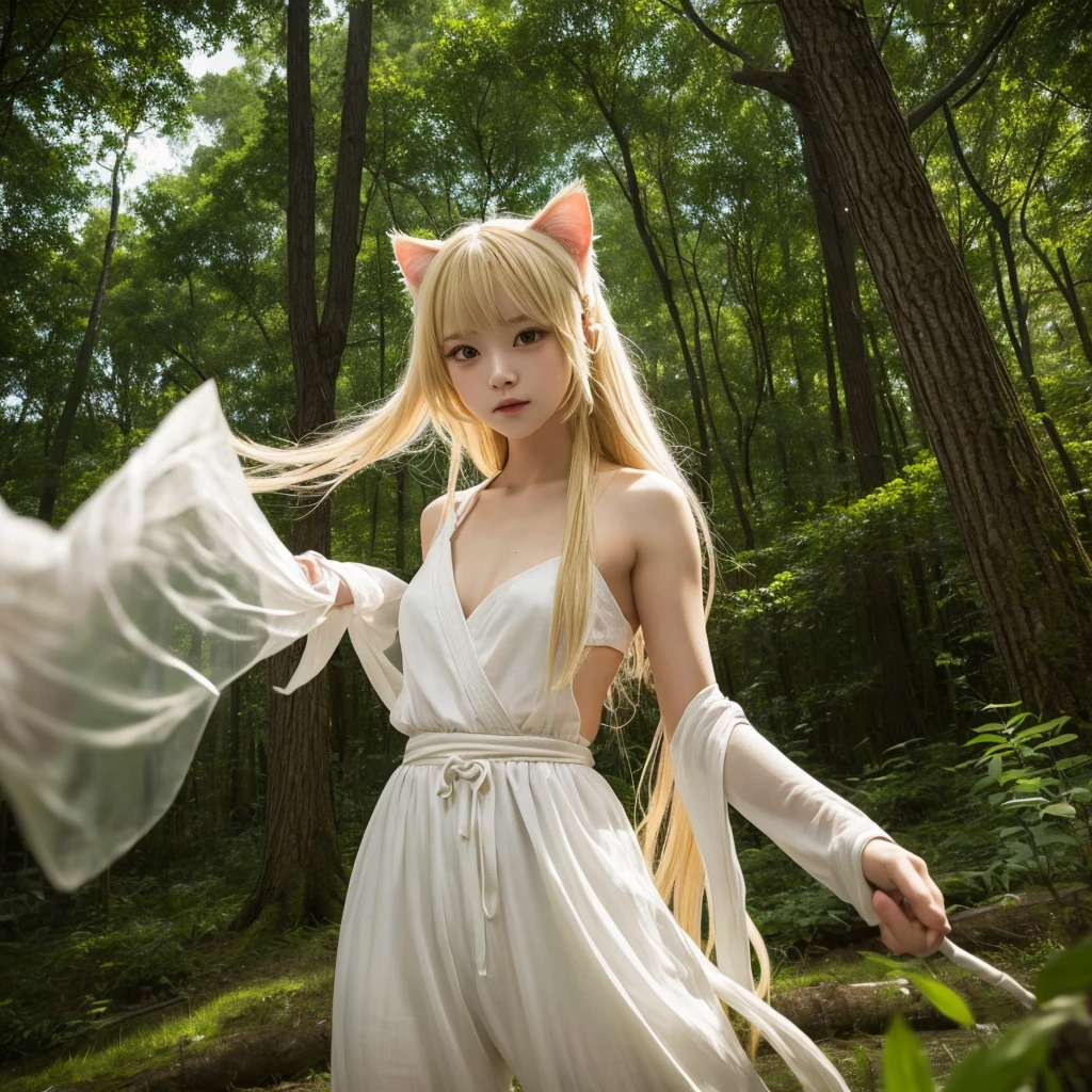 Cat ear beautiful girl Different world forest High exposure Glamour Martial Arts The number of limbs is strange! Blonde
