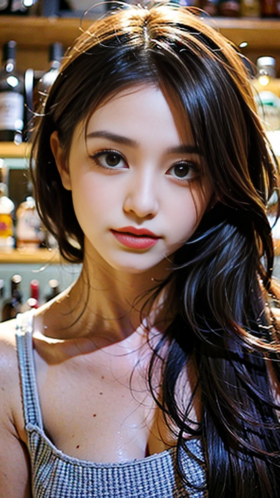 masterpiece, Highest quality, Realistic, Highly detailed CG integrates 8K, 8K,(Very beautiful face, Beautiful Lips, Beautiful Eyes), Exquisitely detailed face,1 Girl, Very beautiful girl,Exquisite eye makeup,Subtle eye detail,The best example of four fingers and one thumb,Toned figure,Nice and beautiful smile,明るいLong Hair,transparent, Quality hair,(masterpiece, Highest quality:1.2),alone,The eyes are exquisite and delicate,Brown Hair、Long Hair、Pink Lips,blue eyes,Big Breasts、Wavy Hair、(((Bunny girl、pub)))、Japanese、25-year-old female