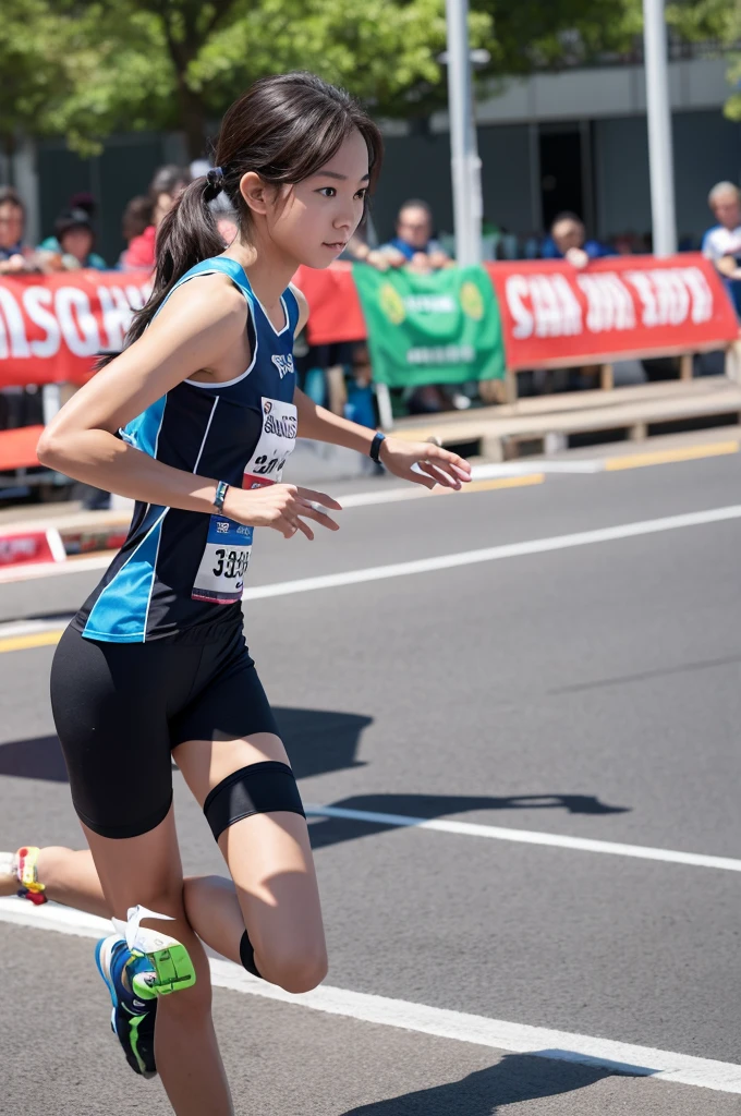 Long-distance runner running a relay race