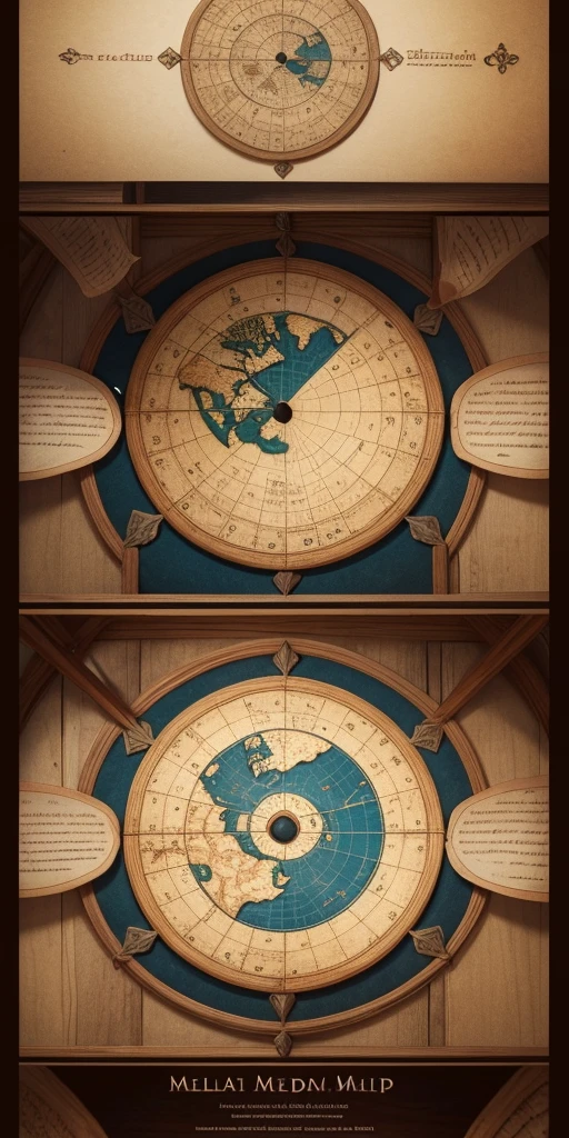 Medieval small world map on a scroll