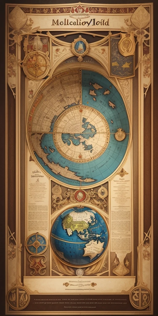 Medieval small world map on a scroll