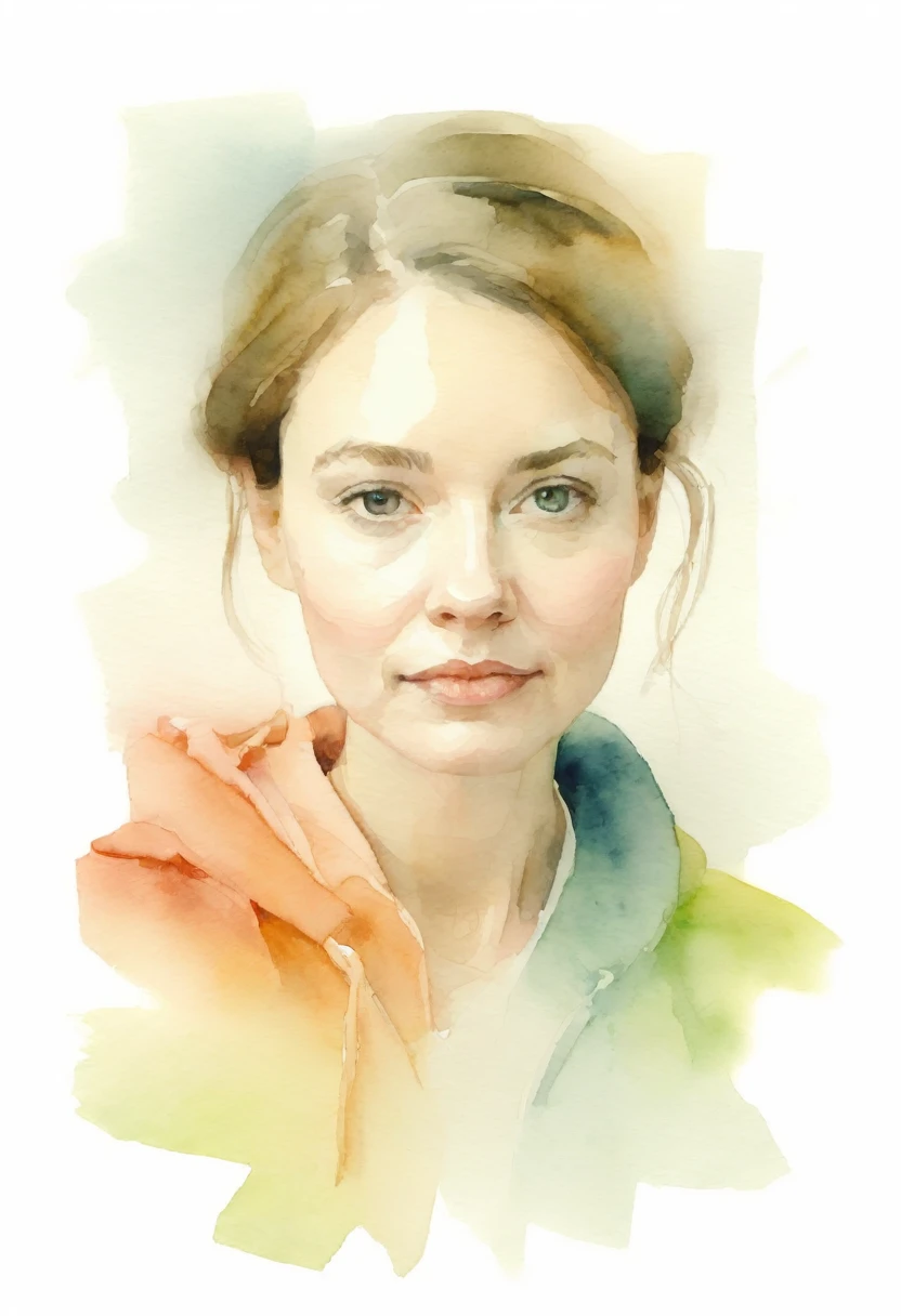 Watercolor, blurred portrait