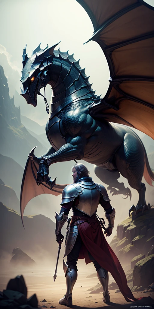 Knight facing a wyvern