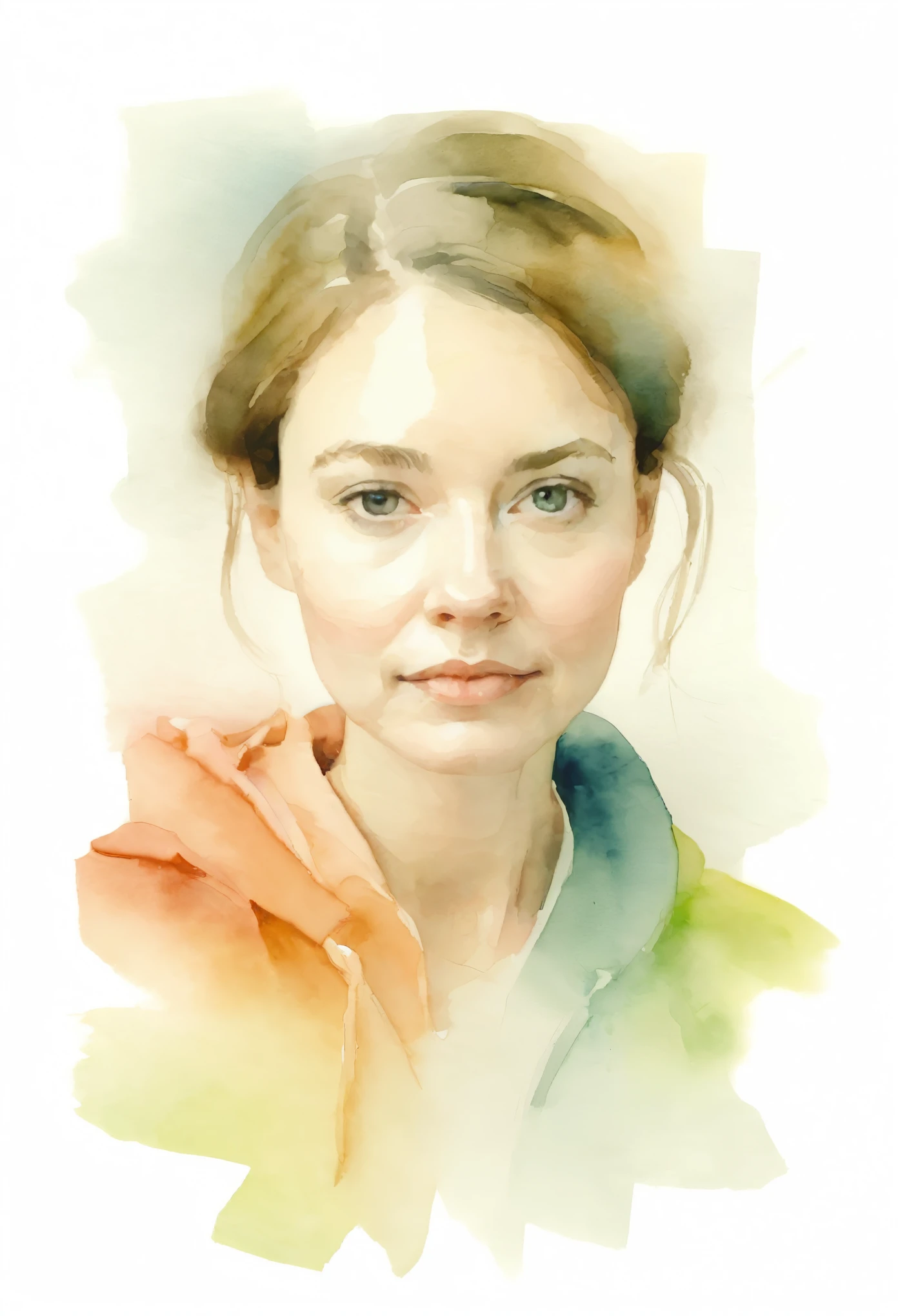 Watercolor, blurred portrait