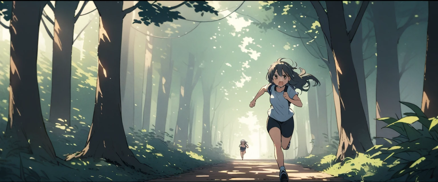 in the forest、running、One Girl