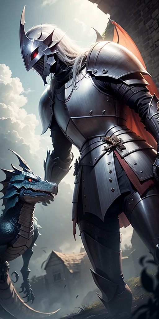 Knight looking at the distance wyvern