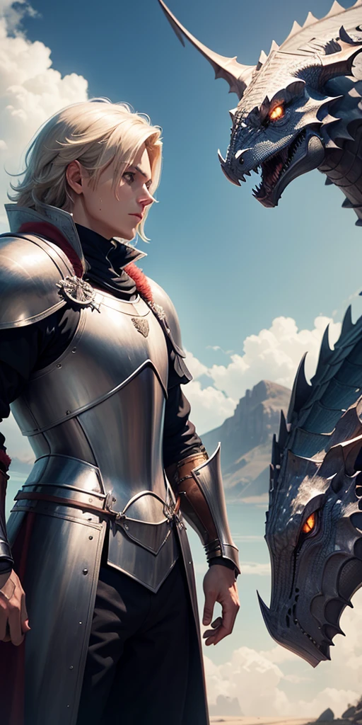 Knight looking at the distance wyvern