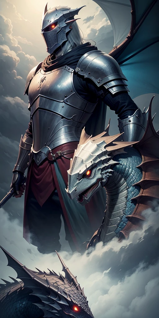 Knight looking at the distance wyvern