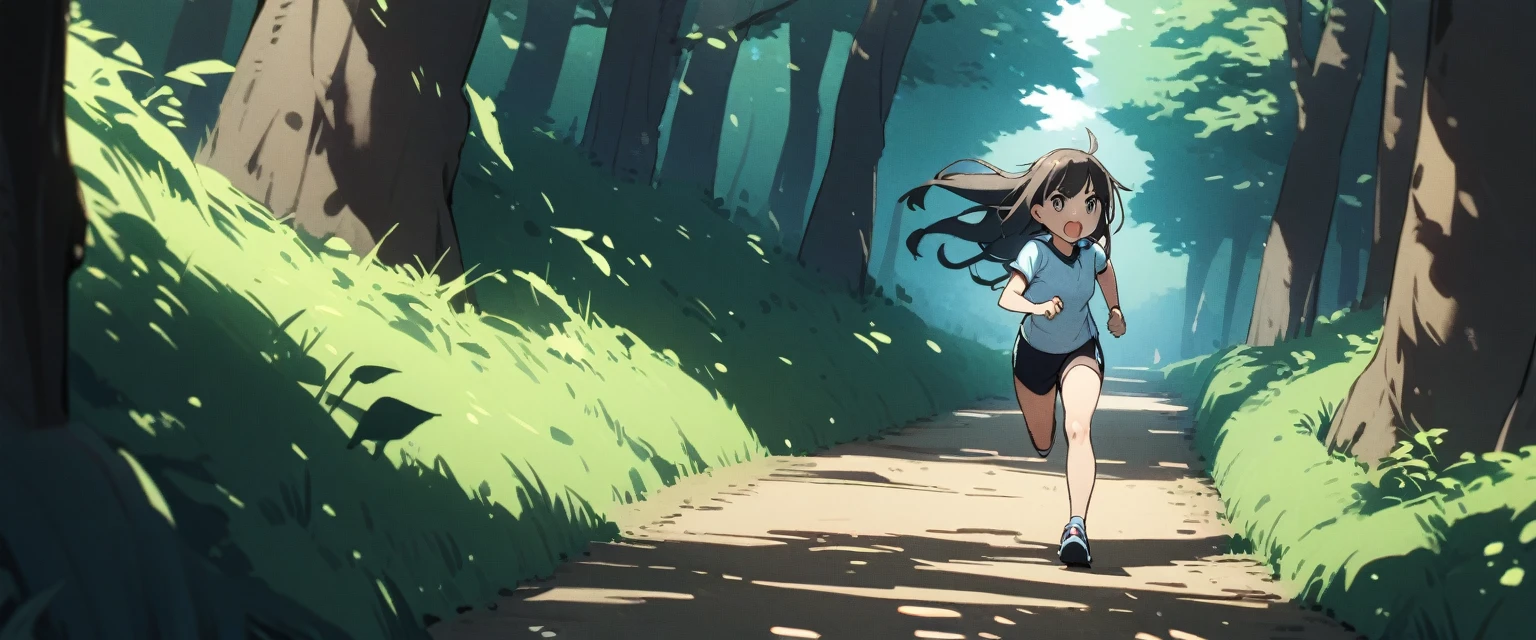 in the forest、running、One Girl、zoom
