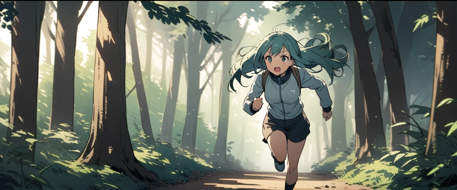 in the forest、running、One Girl、zoom
