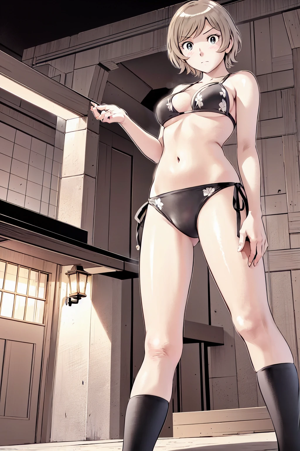 Blonde, (short hair:1.2),Illustration of a person、
View your viewers,, (Highest quality:1.3),One Girl, beach、Outdoor、 ground、ground、soil、blue eyeicro Bikini、(masterpiece、Highest quality)、Highest quality, Ultra-high resolution, (((masterpiece))), alone, Large breasts、One Girl, Front view、Embarrassed face、Bronze colored hair、((short hair))、Stand up straight、Cowboy Shot