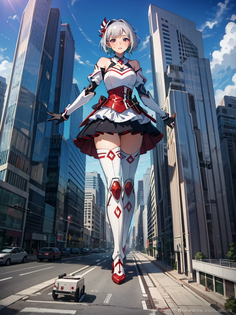Highest quality, Concept Art, Beautiful anime scene, Beautiful anime scenery, 4K,
(1Girl, solo:1.3), Silver Hair, Red eyes, Bobcut, (Look forward), (surprised), (blush), (grin:1.5), android, Female type, Mecha Girl, outdoor, (lie down:0.0), (rampage:1.0), (crawl on the ground:1.0), GTS