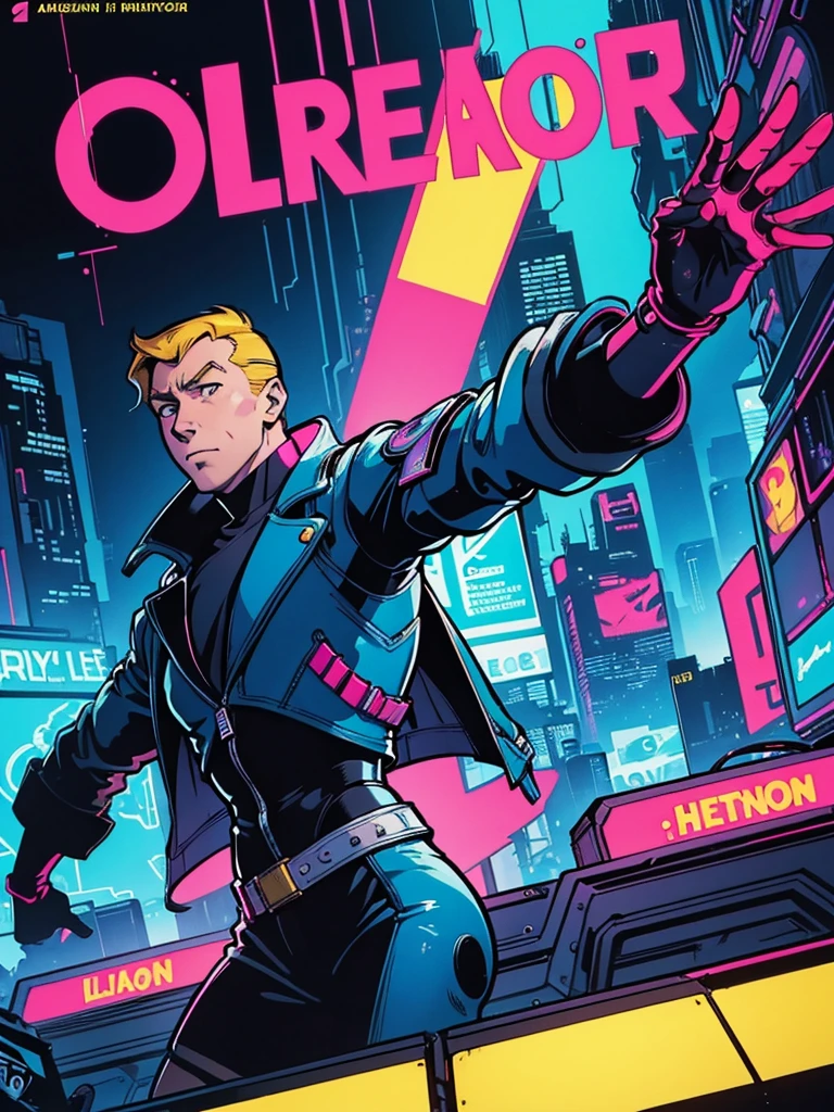 One of the official covers of Hergé's comics, but it's cyberpunk in neon colors.