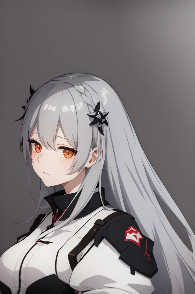 흰색 셔츠와 검은색 바지를 입고 코트를 입은 anime girl, from girls frontline, fine details. girls frontline, girls frontline style, 매혹적인 anime girl, perfect gray hair girl, female anime character, girl with white hair, gray hair deity, gray hair, 매력적인 anime girl, gray hair lady, Kantai Collection Style, (SFW) safe for work, anime girl