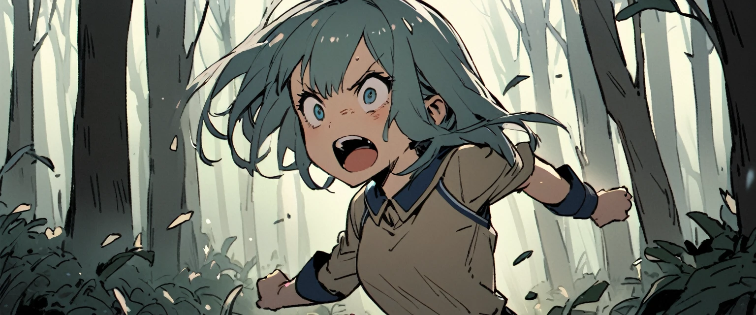 in the forest、running、One Girl、zoom、zoom、Accurately depict faces
