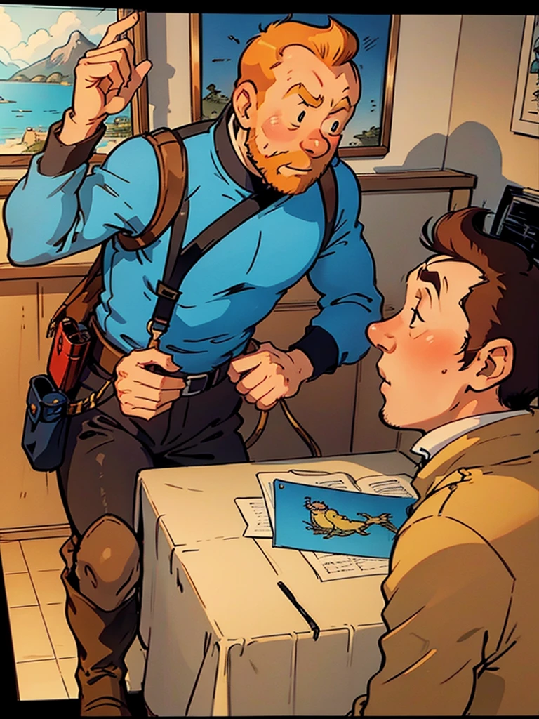 Portraits of Tintin and Captain Haddock from Hergé's comics, but this is a police AU.