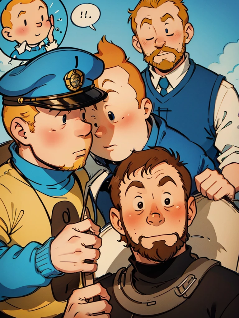 Portraits of Tintin and Captain Haddock from Hergé's comics, but this is a police AU.