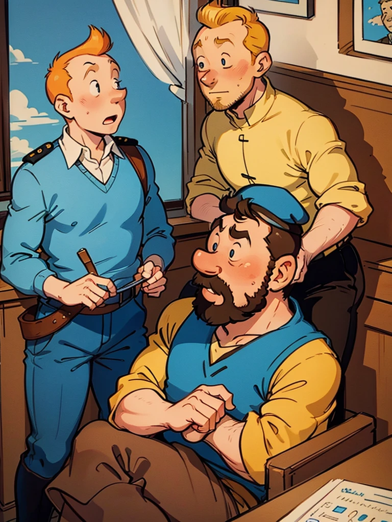 Portraits of Tintin and Captain Haddock from Hergé's comics, but this is a police AU.