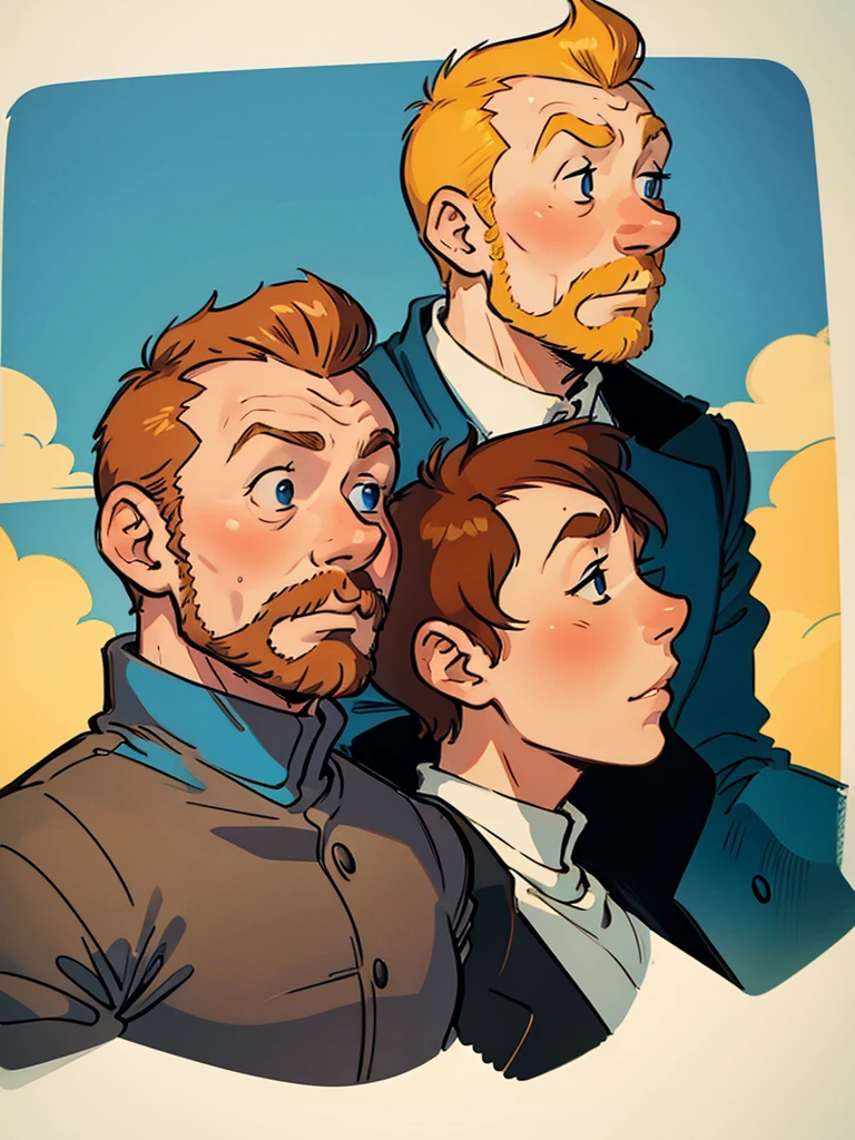 Portraits of Tintin and Captain Haddock from Hergé's comics, but this is a police AU.