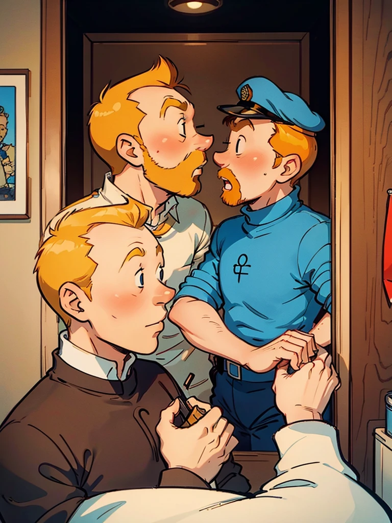 Portraits of Tintin and Captain Haddock from Hergé's comics, but this is a police AU.